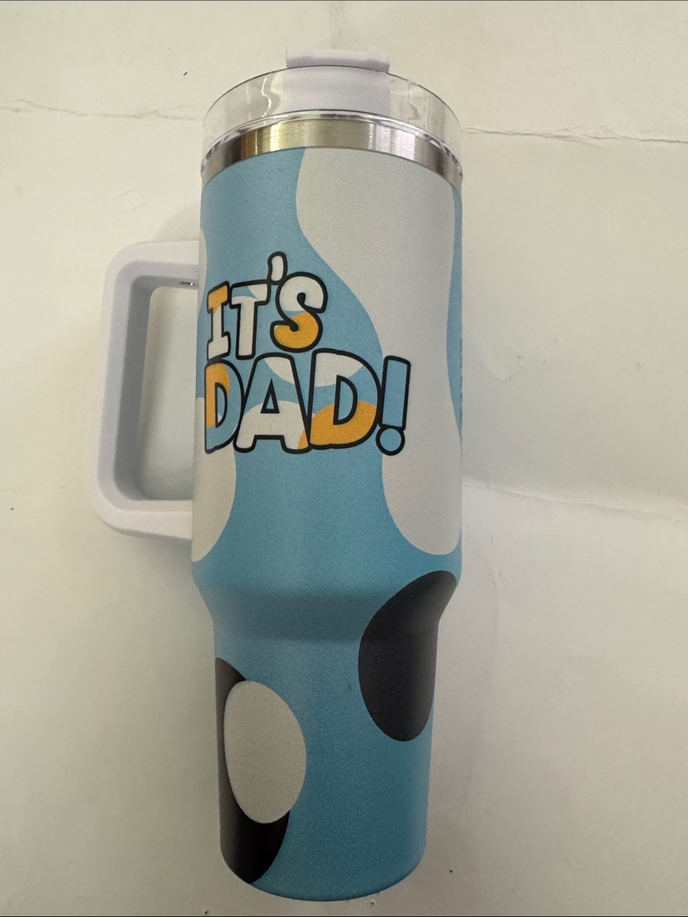 It's Dad! Blue Graphic Travel Tumbler with Handle